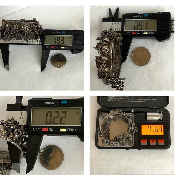 VTG Sterling Silver 925 XXS Cha Cha Hinged Pin Closure Round Bangle Bracelet - Picture 10 of 16